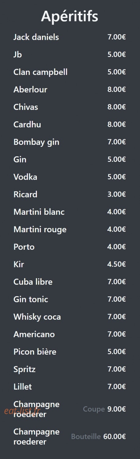 O'B Bar — carte page 5