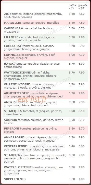 Pizza Zio — carte page 2