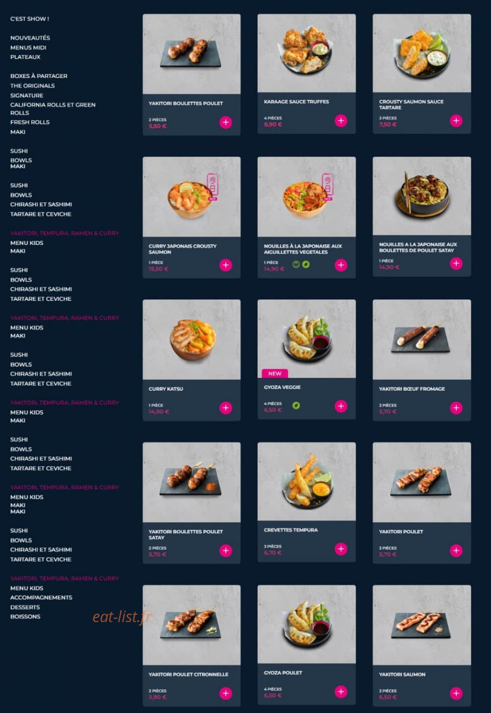 Carte et menu de Planet Sushi à Villeneuve d'Ascq — Les ramens, yakitoris, ...