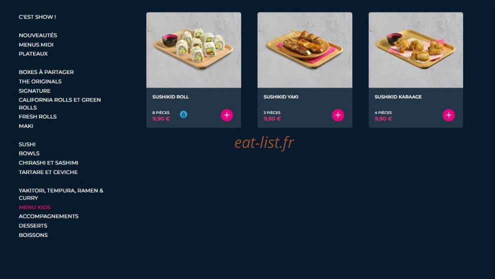 Carte et menu de Planet Sushi à Villeneuve d'Ascq — Les menus kids