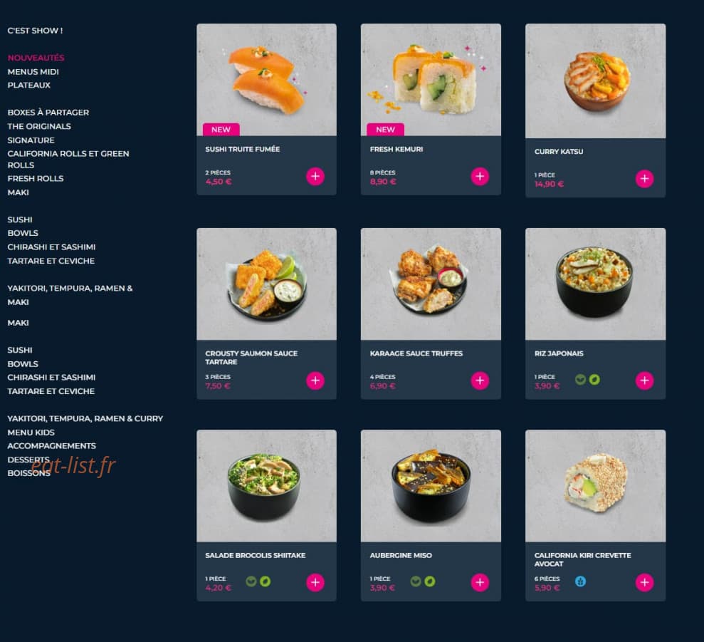 Carte et menu de Planet Sushi à Villeneuve d'Ascq — Les nouveautés