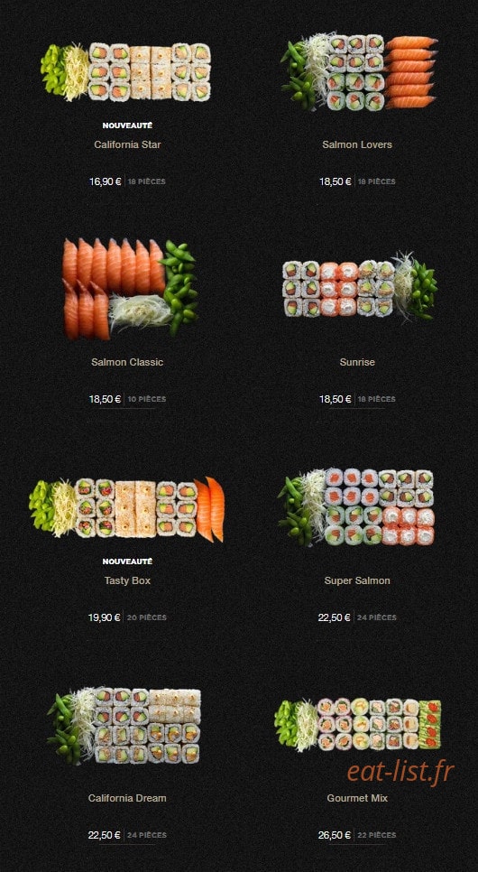 Carte et menu de Sushi Shop à Villeneuve d'Ascq — Les sushis boxes page 2