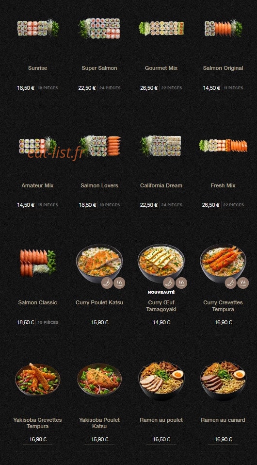 Carte et menu de Sushi Shop à Villeneuve d'Ascq — Les offres midis page 2