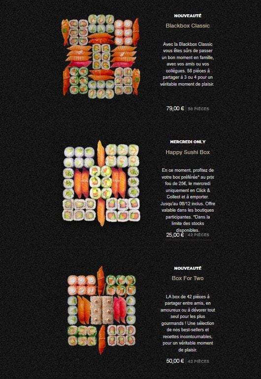Carte et menu de Sushi Shop à Villeneuve d'Ascq — Les boxes à partager page 2