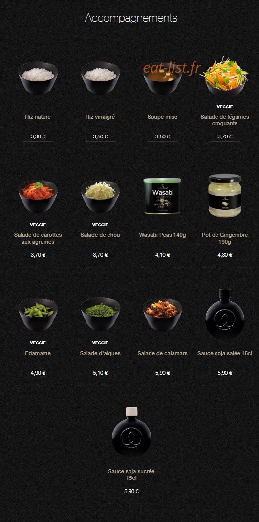 Carte et menu de Sushi Shop à Villeneuve d'Ascq — Les accompagnements