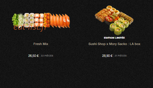 Carte et menu de Sushi Shop à Villeneuve d'Ascq — Les sushis boxes page 3