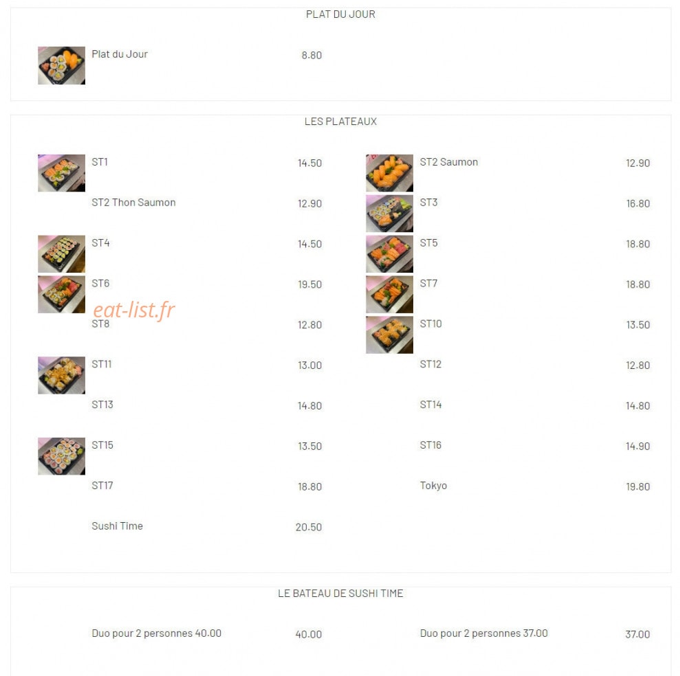 Sushi Time — carte page 1