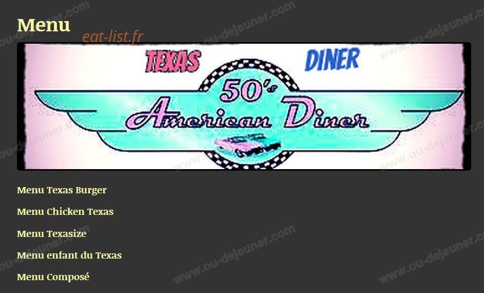 Texas Diner — carte page 2