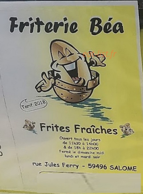 Friterie Bea — carte page 1