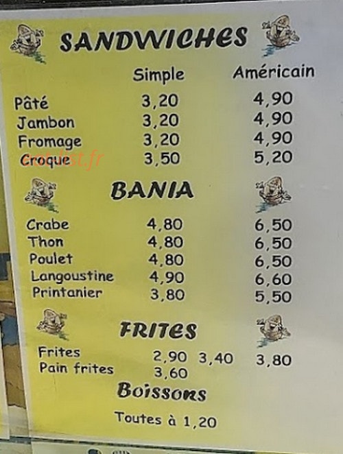 Friterie Bea — carte page 3