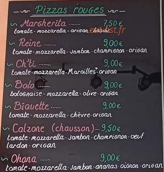 Pizz'appétit — carte page 1