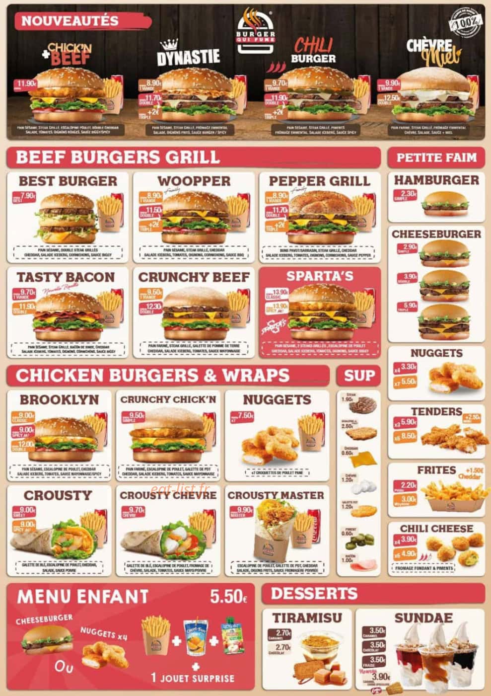 Burger Qui Fume — carte page 1