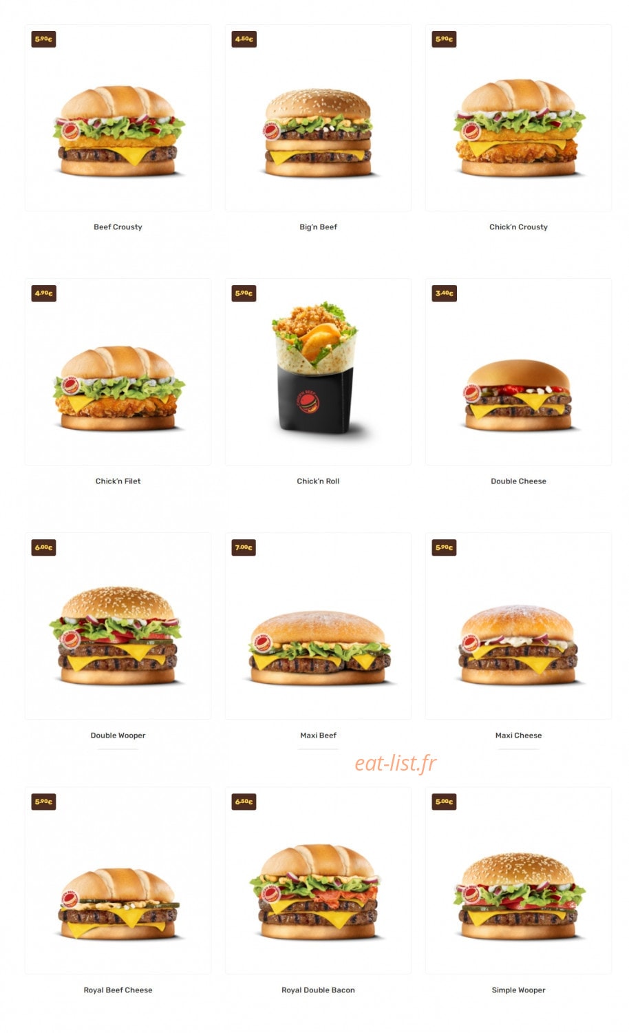 Chick'n Beef — carte page 4