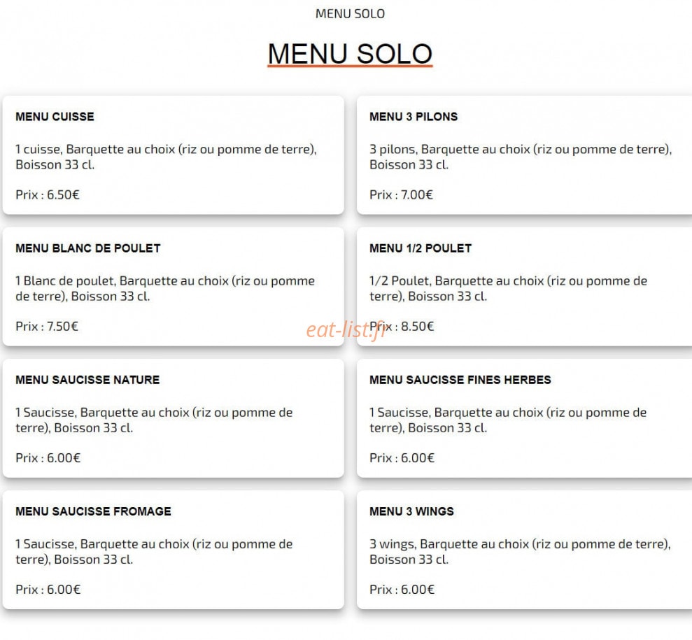Crousti poulet — carte page 1