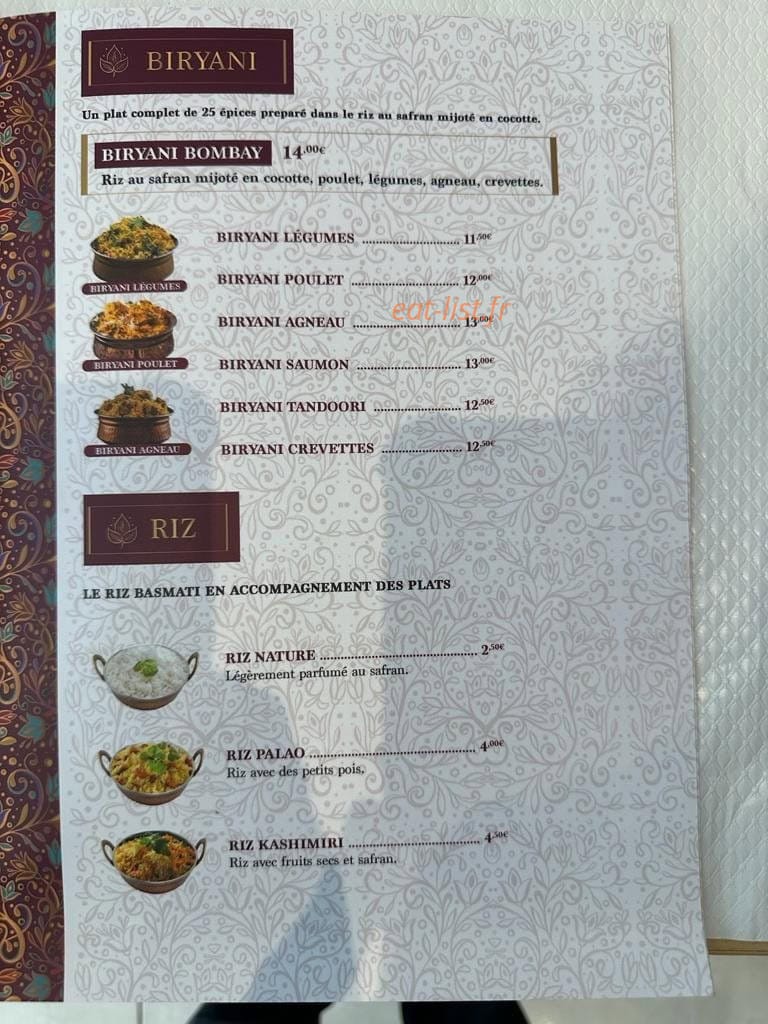Cuisine Indienne — carte page 2