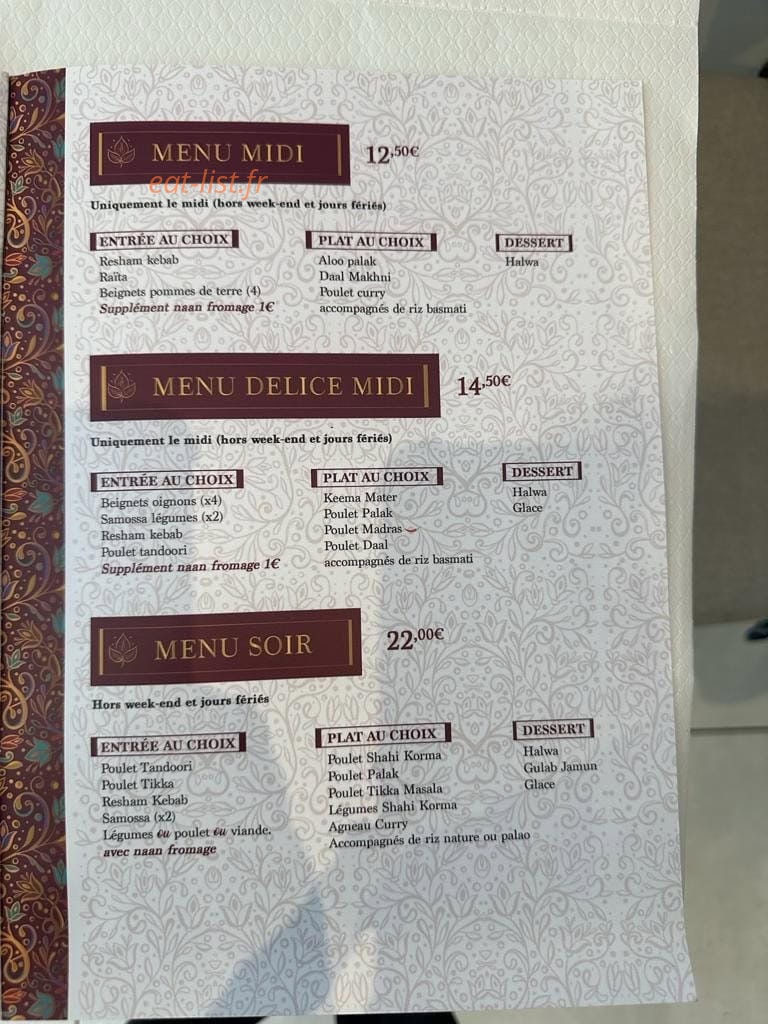 Cuisine Indienne — carte page 5