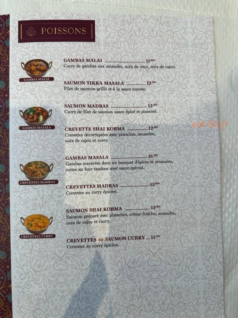 Cuisine Indienne — carte page 1