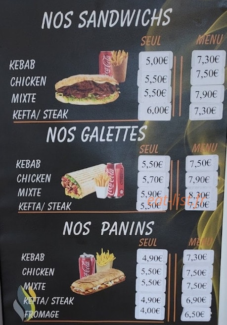 King Food — carte page 1
