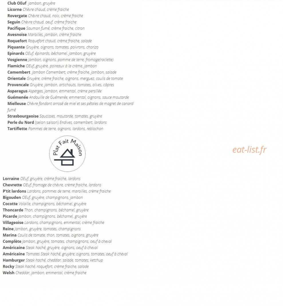 La crêperie de Douai — carte page 1