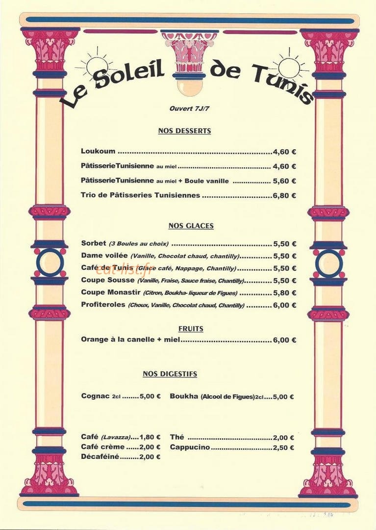 Le Soleil de Tunis — carte page 5