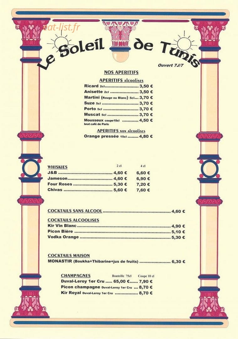 Le Soleil de Tunis — carte page 1