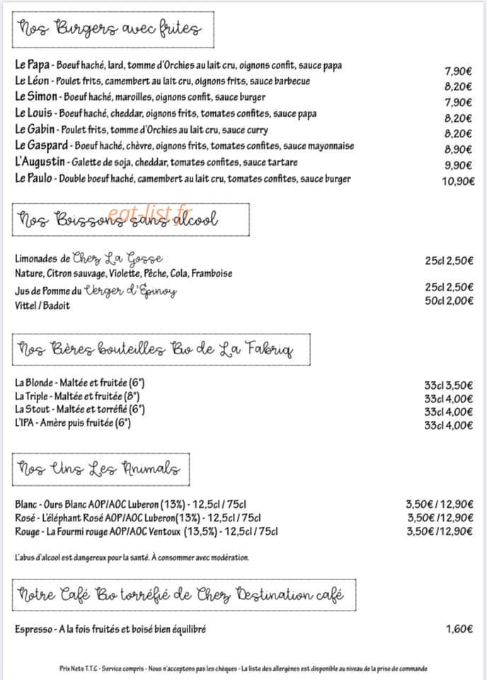Les frites à papa — carte page 2
