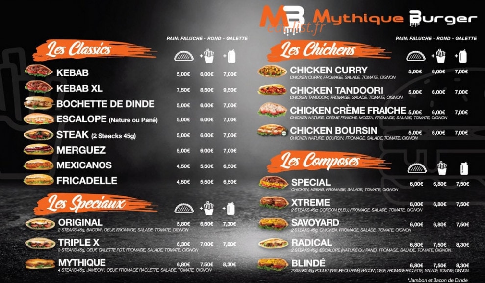 Mythique burger — carte page 2