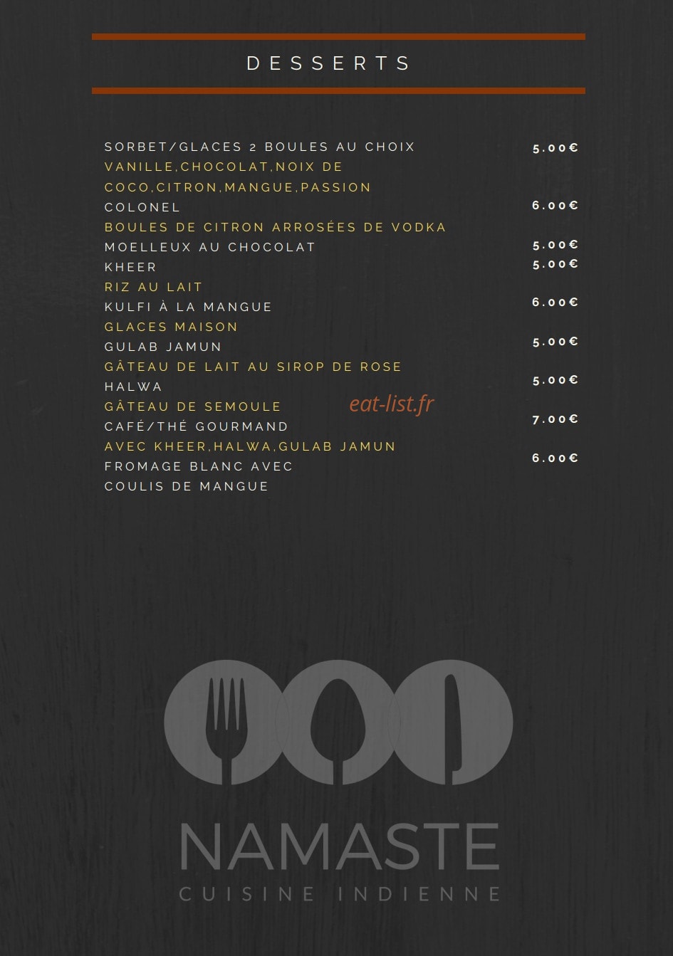 Namaste — carte page 9