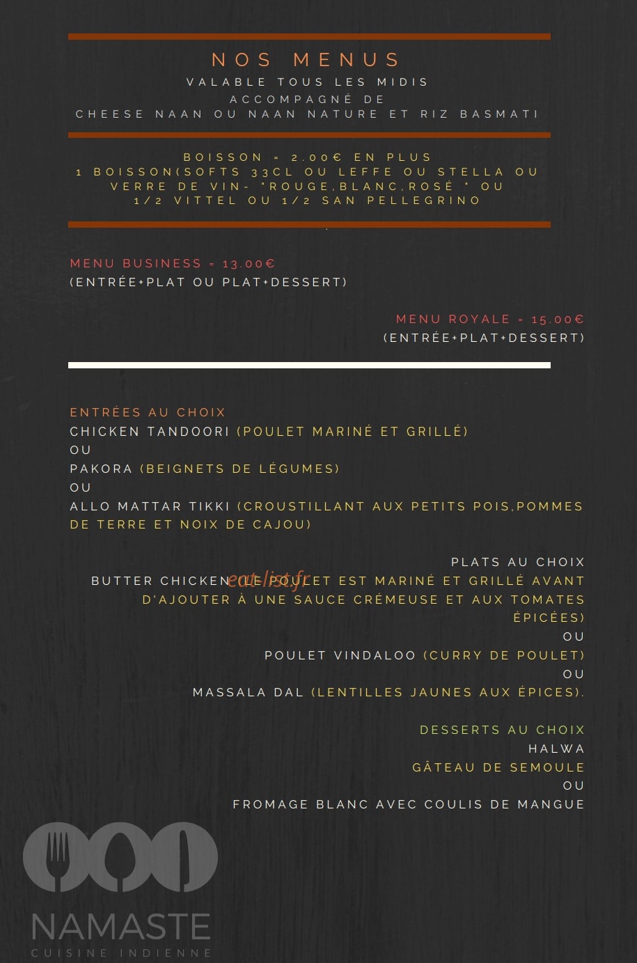 Namaste — carte page 5