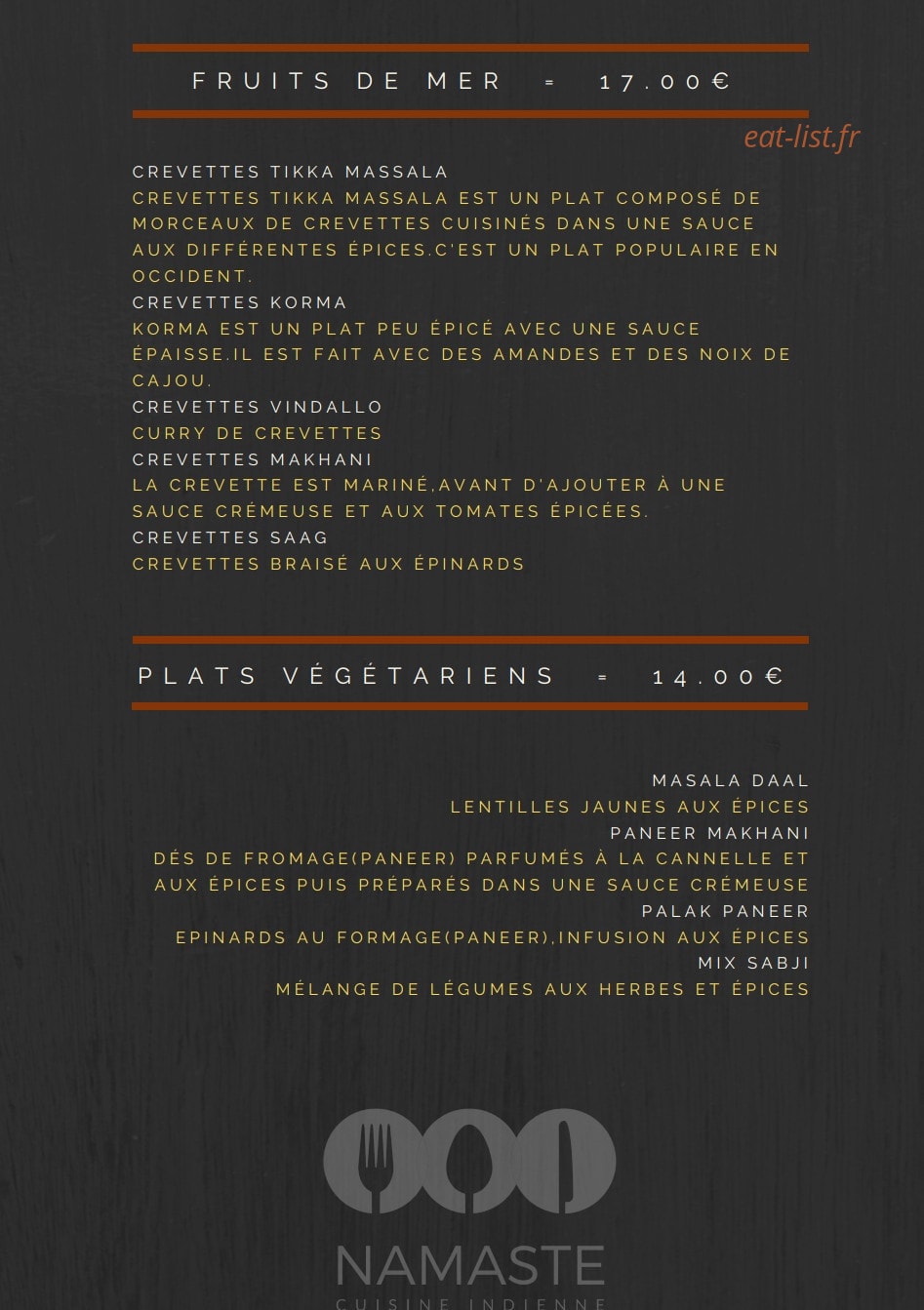 Namaste — carte page 4