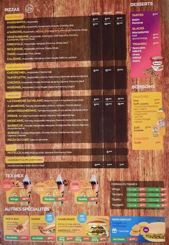 O'milano pizza — carte page 1