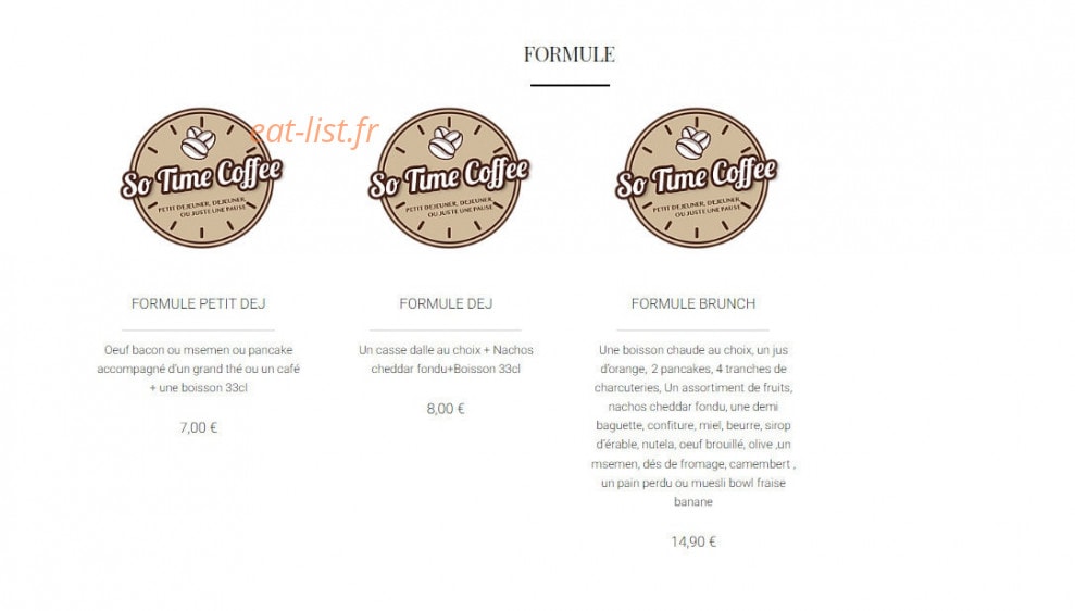 So Time Coffee — carte page 1