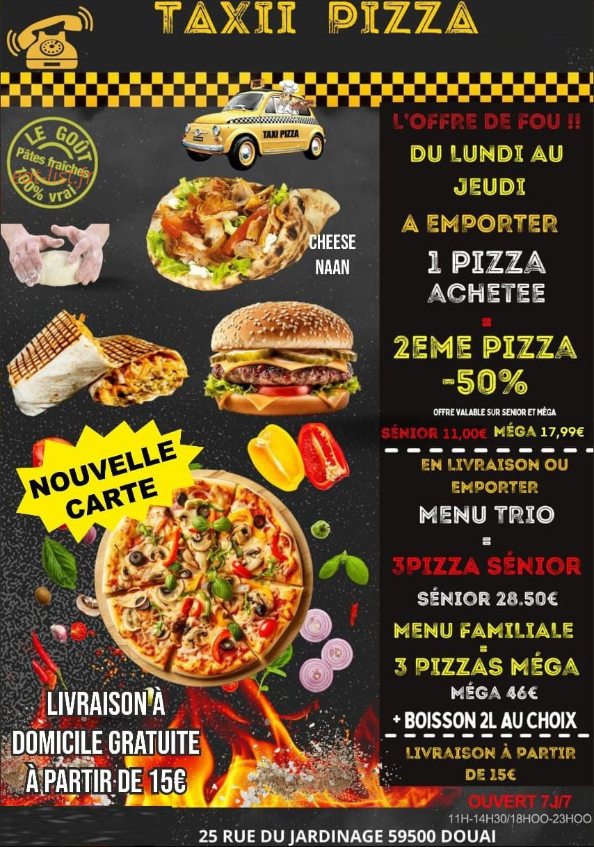 Taxii pizza — carte page 1
