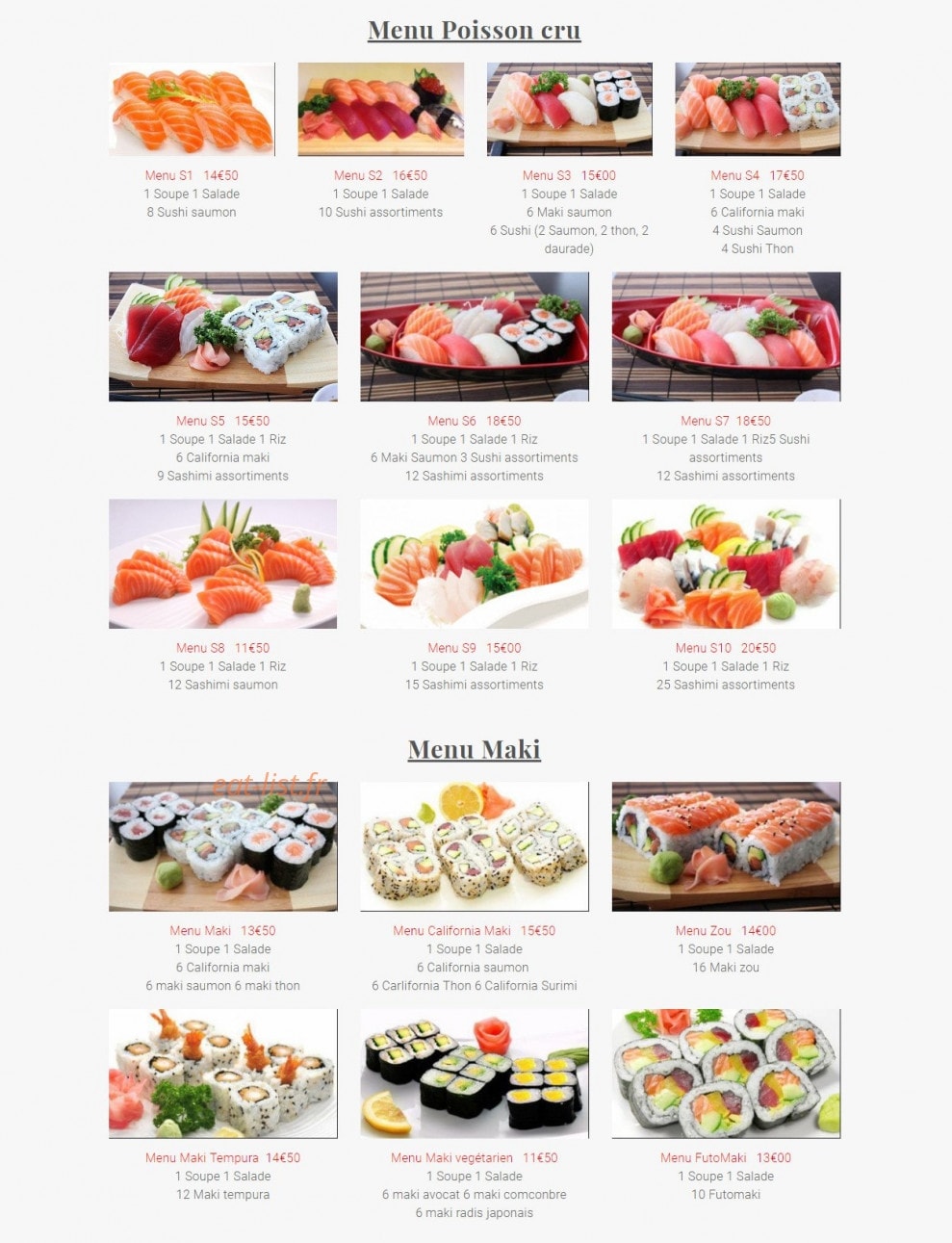 Yukito Sushi — carte page 2