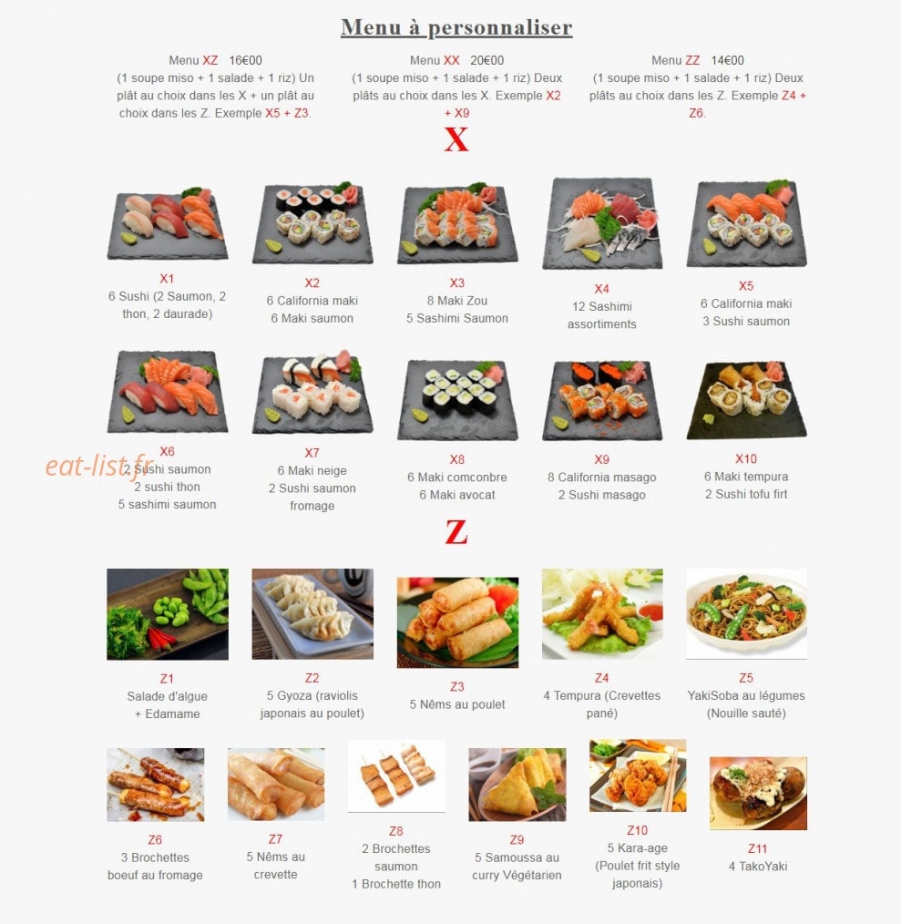 Yukito Sushi — carte page 1