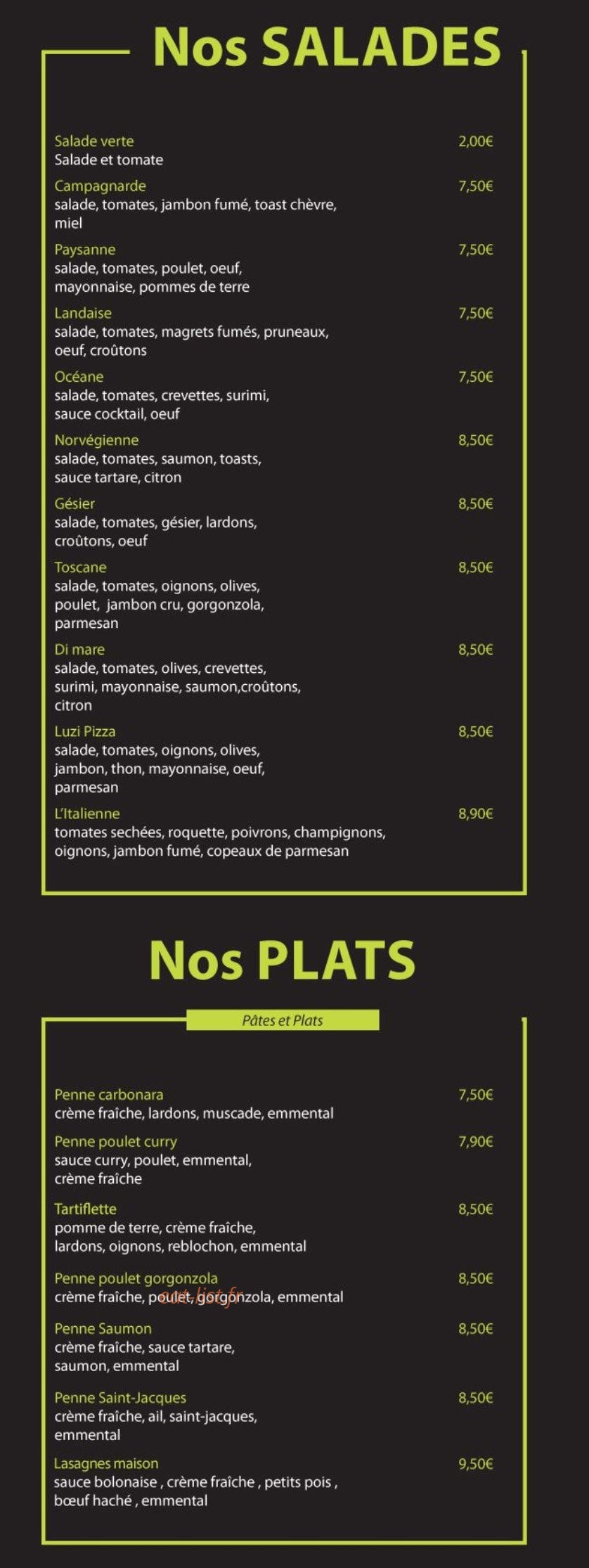 Luzi Pizza — carte page 6