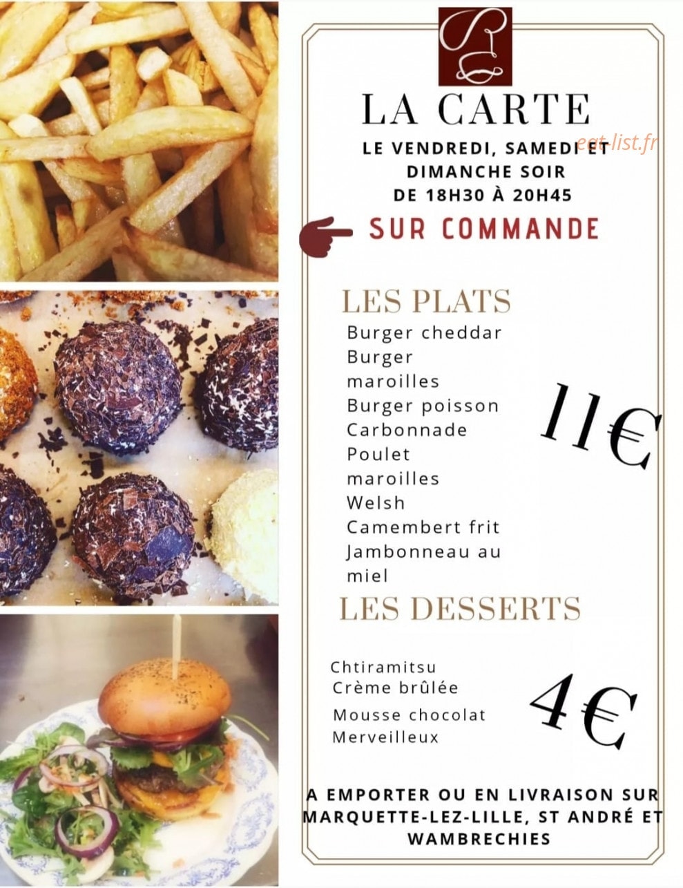 Carte et menu de Un R de famille à Marquette Lez Lille — Les plats à emporter