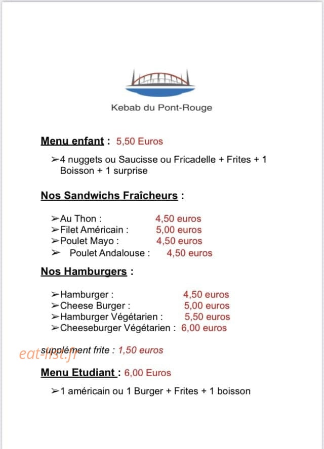 Kebab du Pont Rouge — carte page 3