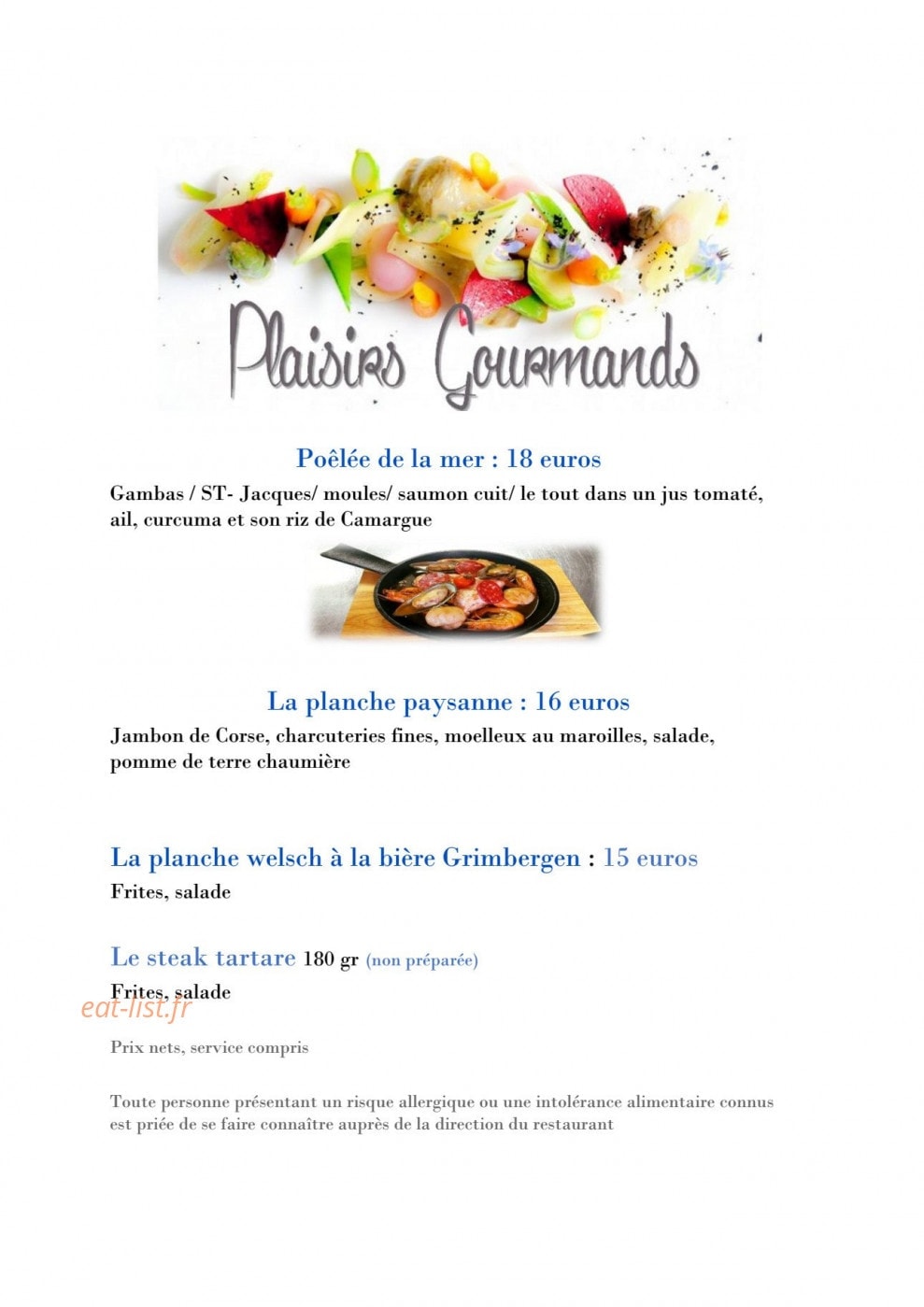 Au Plaisir Gustatif — carte page 4