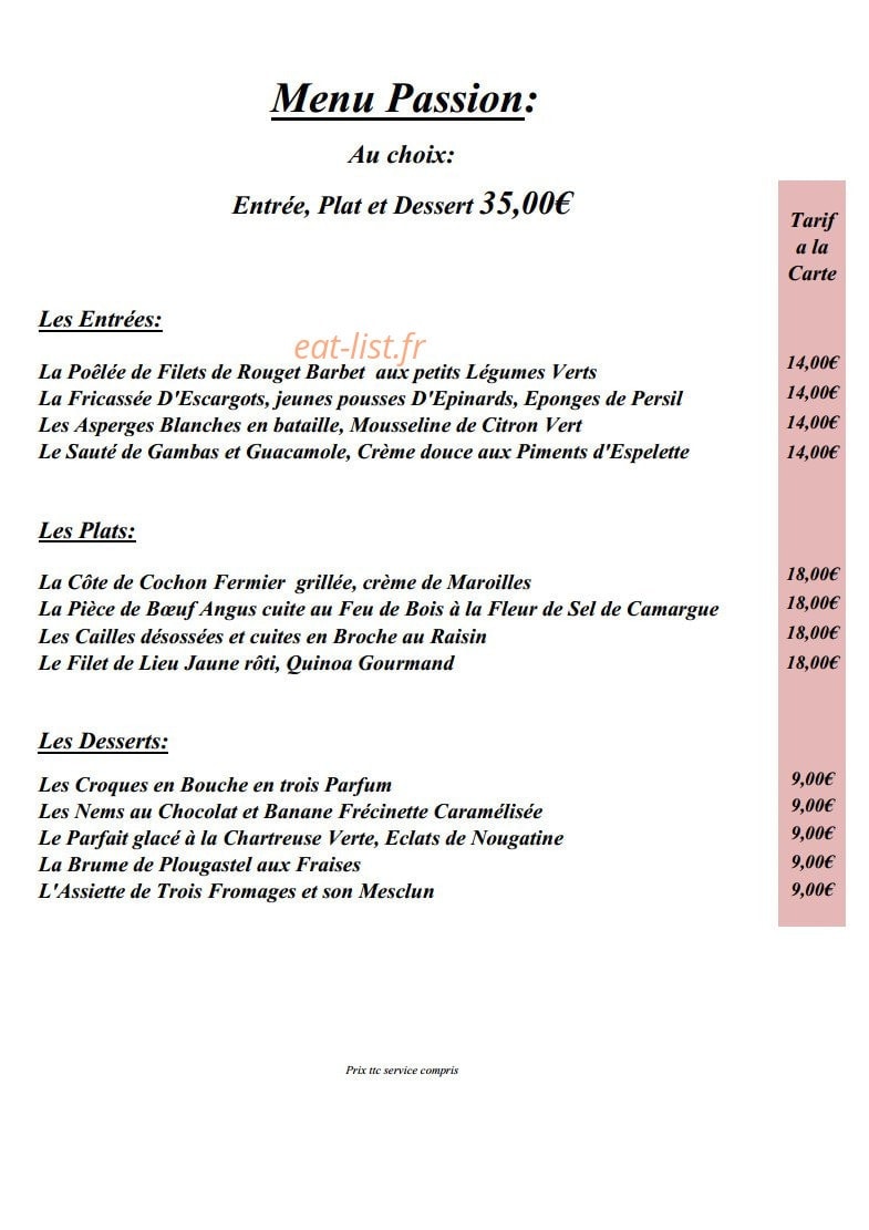 La Flambée — carte page 1