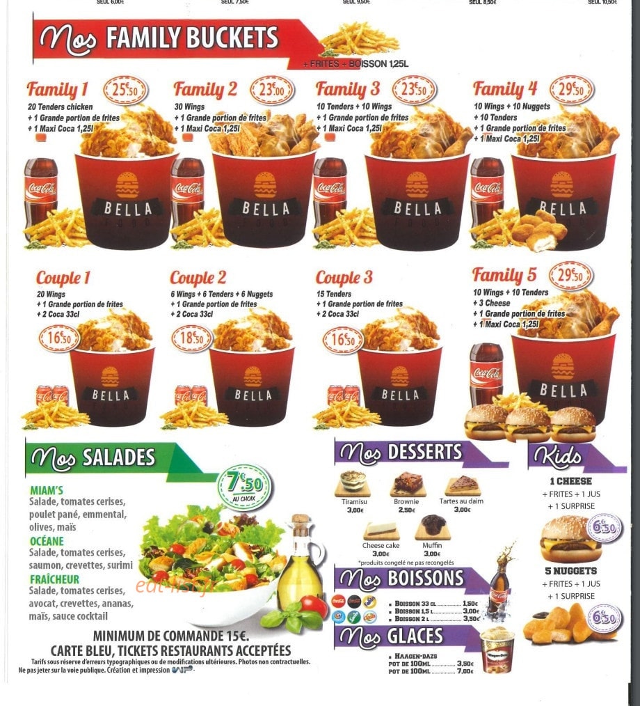 Bella Food — carte page 3