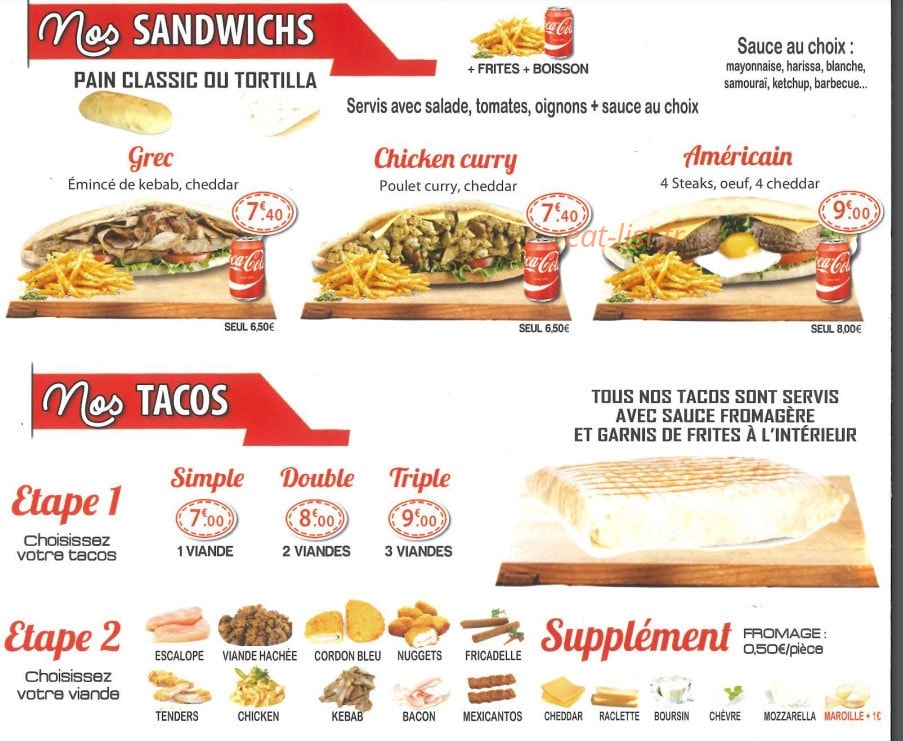 Bella Food — carte page 1