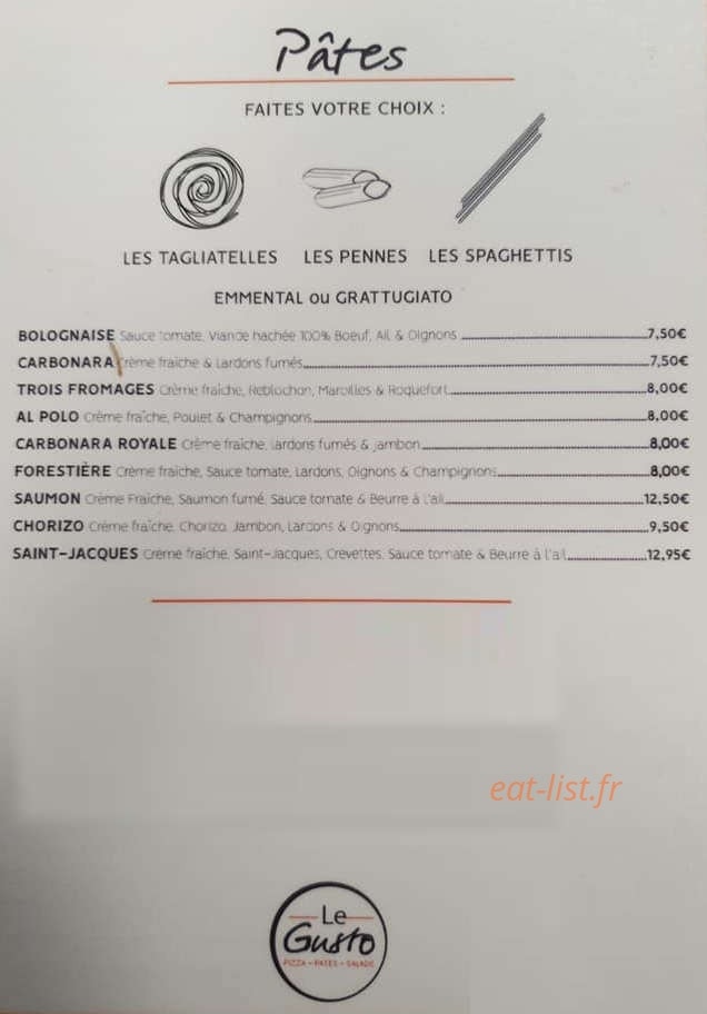 Le Gusto — carte page 1
