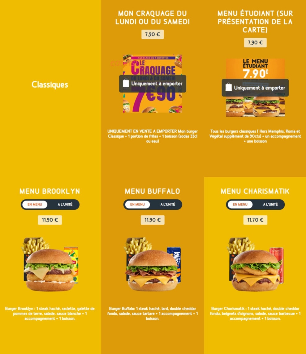 Speed Burger — carte page 3