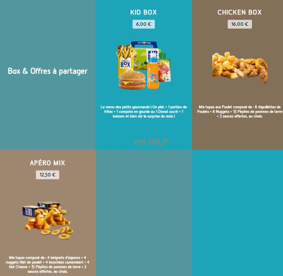 Speed Burger — carte page 13