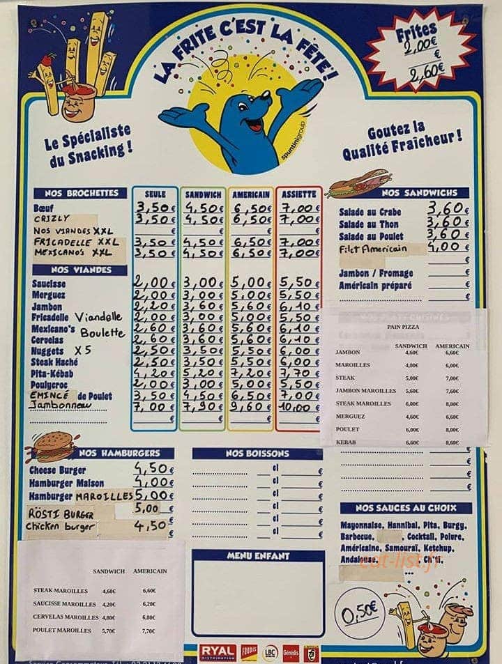 Friterie de la place — carte page 1