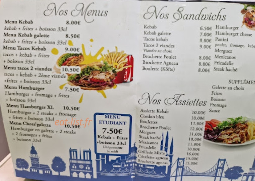 Istanbul kebab — carte page 1