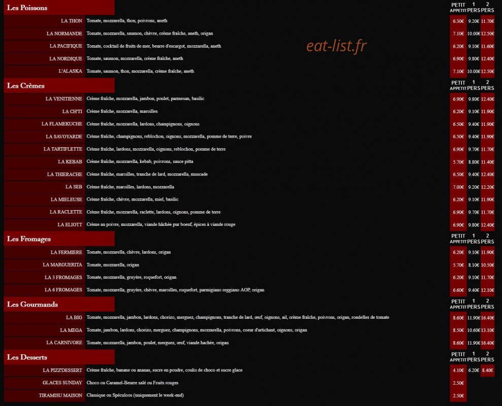 Pizza Dorenz — carte page 2