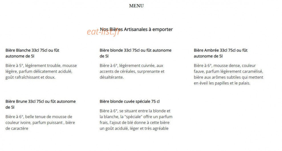 Brasserie Saint-Humbert — carte page 1