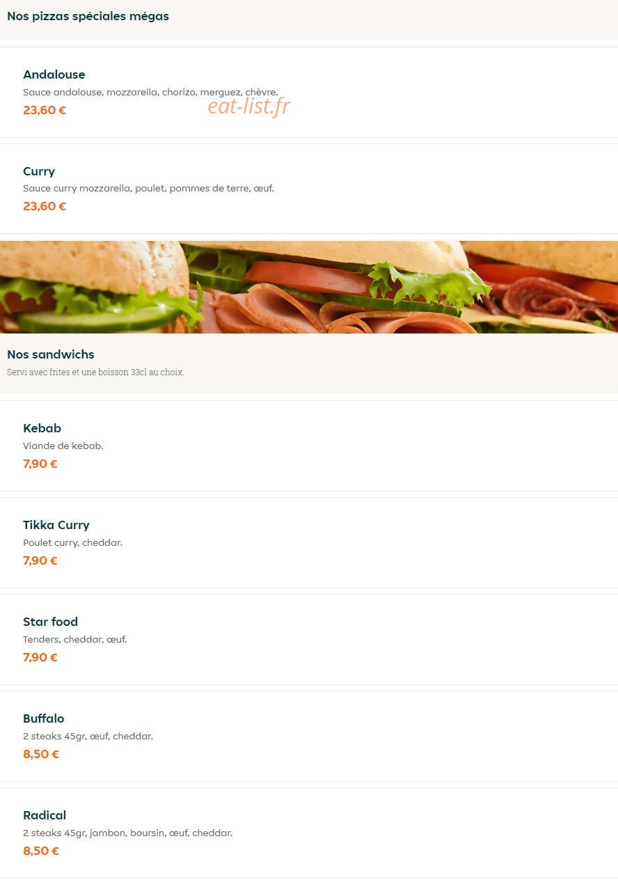 Star Food — carte page 13